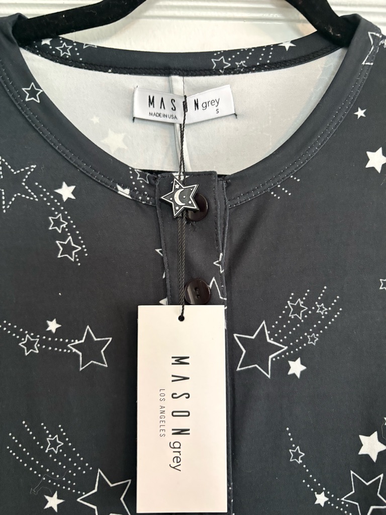 Nwt Masongrey Women's Sleep Onesie Black And White With Stars Size Small — image 2 of 6